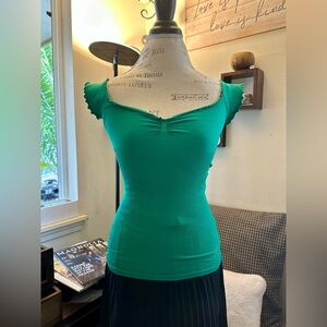 Guess by Marciano Emerald Green Cap Sleeve Blouse